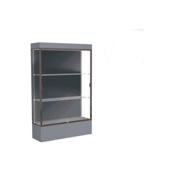 Waddell Display Case Of Ghent Edge Lighted Floor Case, Slate Back, Dark Bronze Frame, 12" Carbon Mesh Base, 48"W x 76"H x 20"D 94LFSL-BZ-CM - main
